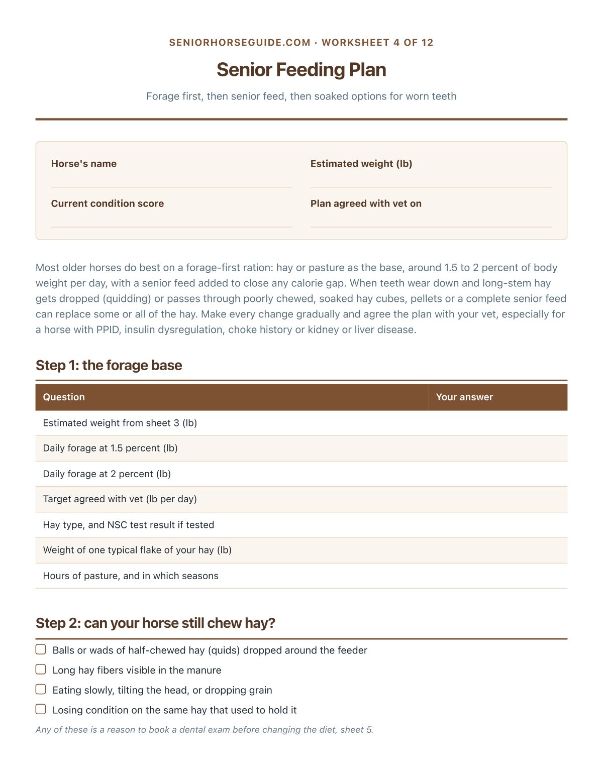 Senior Feeding Plan